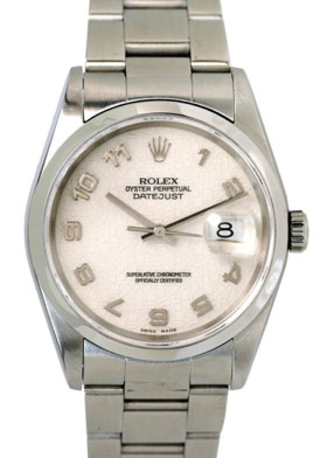 Rolex 16200 Steel on Oyster, Smooth Bezel White with Silver Arabic