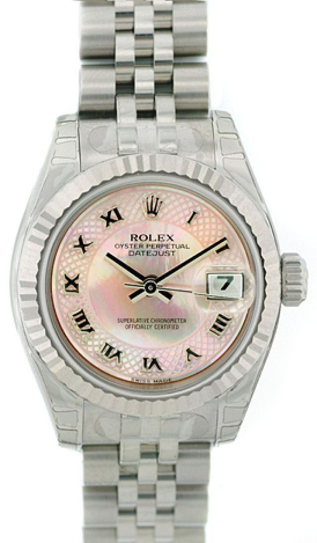 Rolex 179174 White Gold & Steel on Jubilee White Mother Of Pearl with Gold Roman