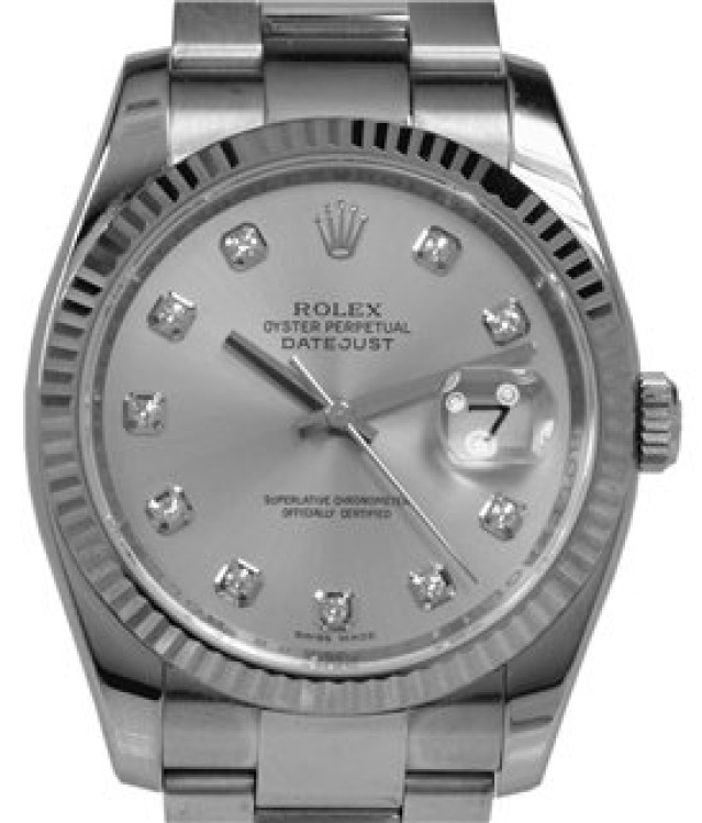 Rolex 116234 White Gold & Steel on Oyster Steel Diamond Dial