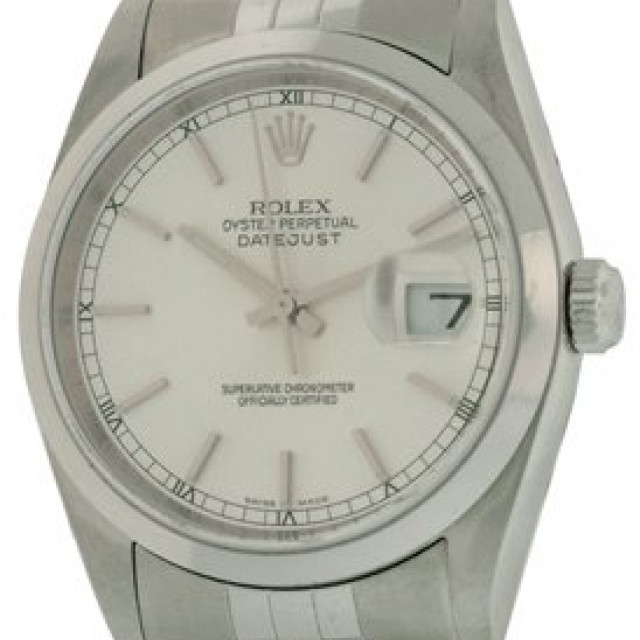 Rolex 16200 Steel on Jubilee, Smooth Bezel Steel with Silver Index