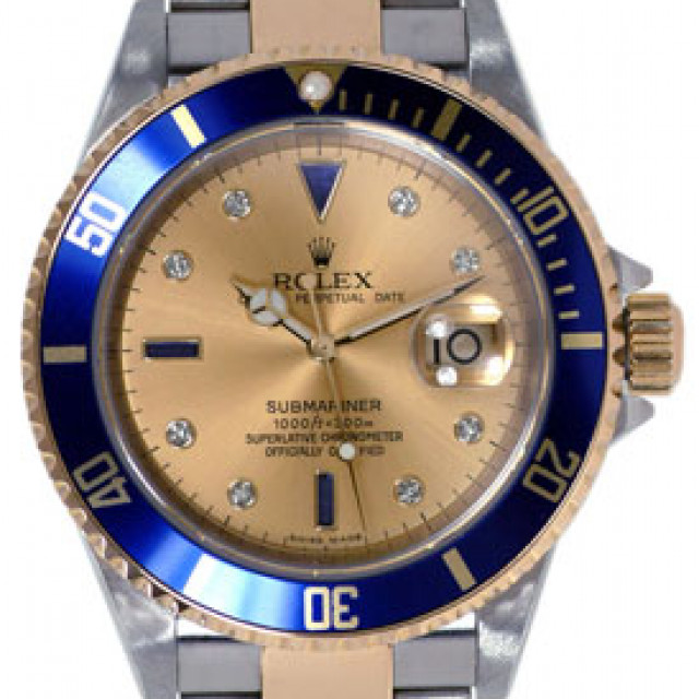 Serti Diamond Dial Rolex Submariner 16613 T