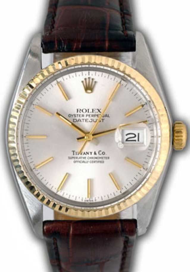 Rolex 16013 Yellow Gold & Steel on Strap, Fluted Bezel Steel with Gold Index