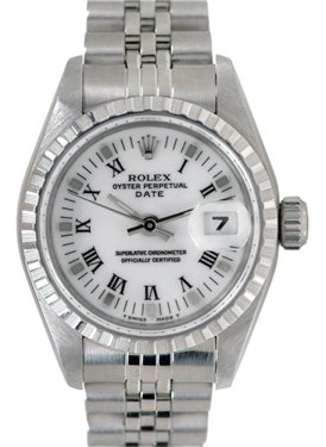 Rolex 69240 Steel on Jubilee, Fluted Bezel White with Black Roman & Silver Index