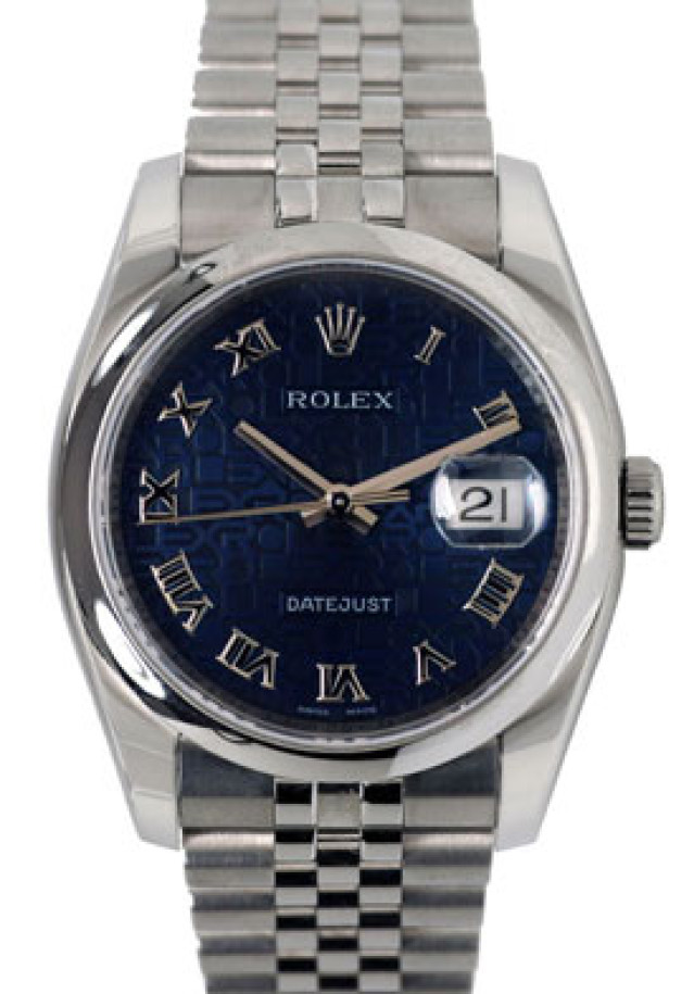 Rolex 116200 Steel on Jubilee, Smooth Bezel Blue with Silver Roman