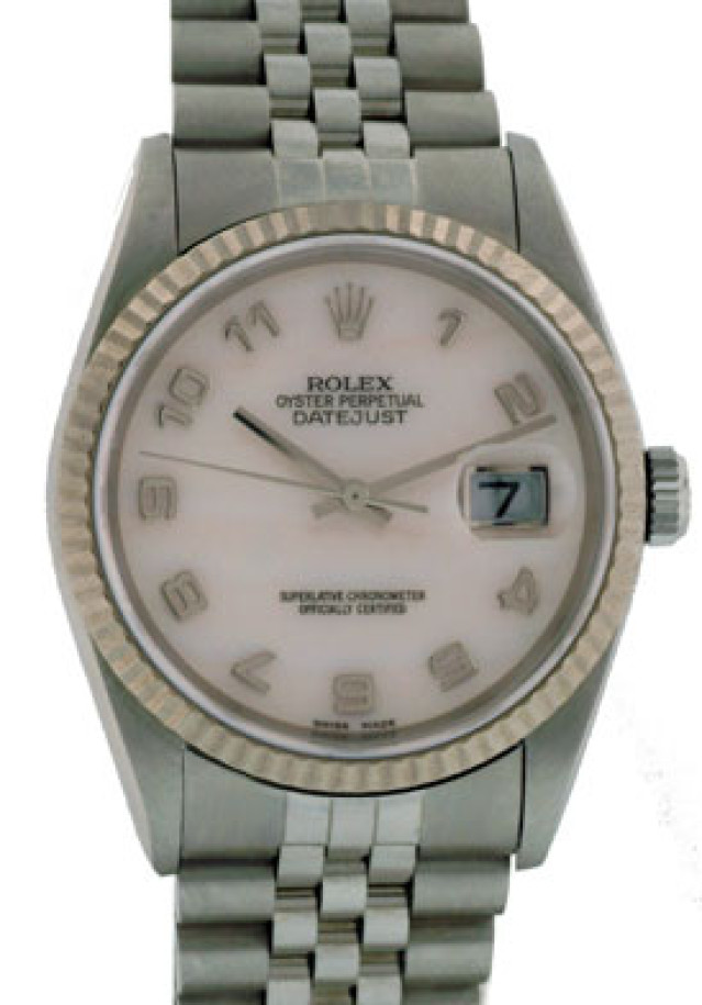 Rolex 16234 White Gold & Steel on Jubilee White Mother Of Pearl with Silver Arabic