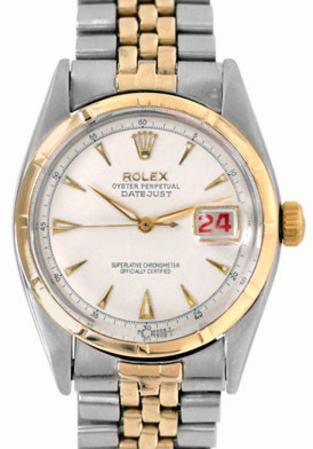 Rolex 6305 Yellow Gold & Steel on Jubilee, Engine Turned Bezel White with Gold Luminous Index