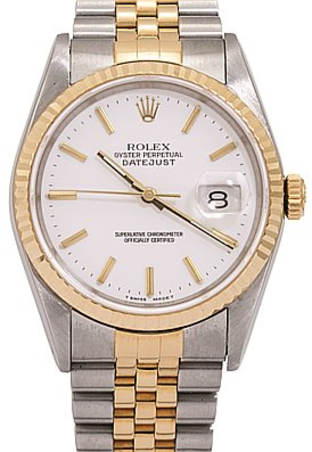 Rolex 16263 Yellow Gold & Steel on Jubilee, Diamond Bezel White with Gold Index