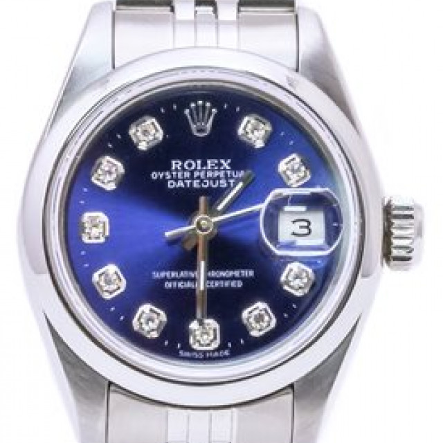 Rolex 69160 Steel on Oyster, Smooth Bezel Blue Diamond Dial