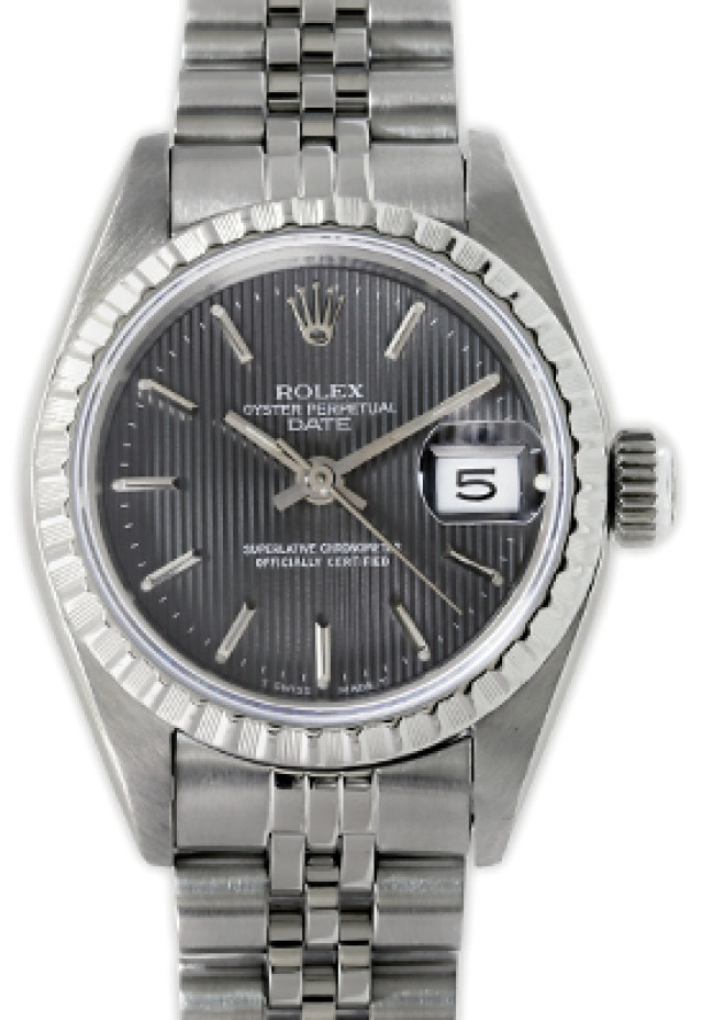 Rolex Date 69240 Steel Tapestry Black Dial