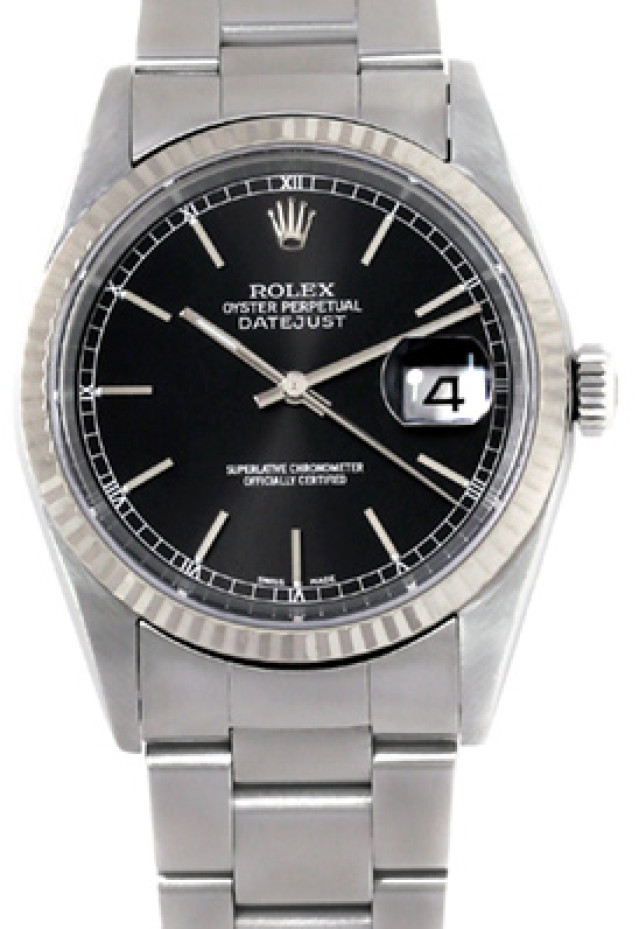 Rolex 16234 White Gold & Steel on Oyster Black with Silver Index