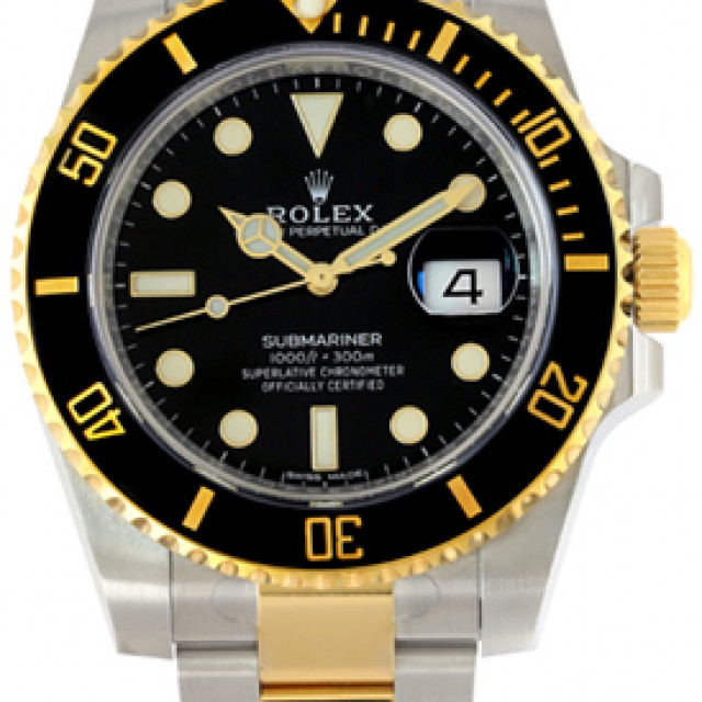 Pre-Owned Yellow Gold Rolex Submariner 116613 with Black Dial