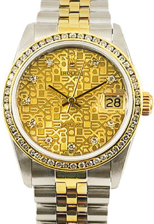 Mid Size Rolex Datejust 68273 Custom Set Diamond bezel
