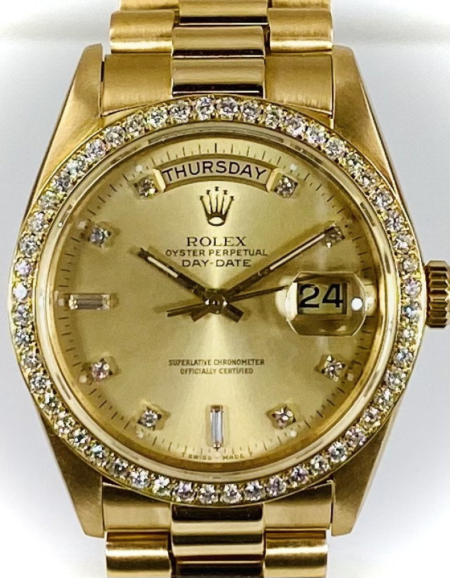 Diamond Rolex Day-Date 18038 18kt Yellow Gold