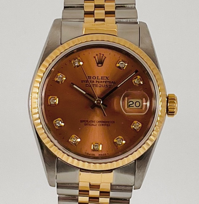 Rolex 16233 Custom Salmon Diamond Dial