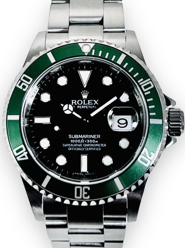 Authentic Rolex Submariner 16610LV "Kermit" Engraved Rehaut
