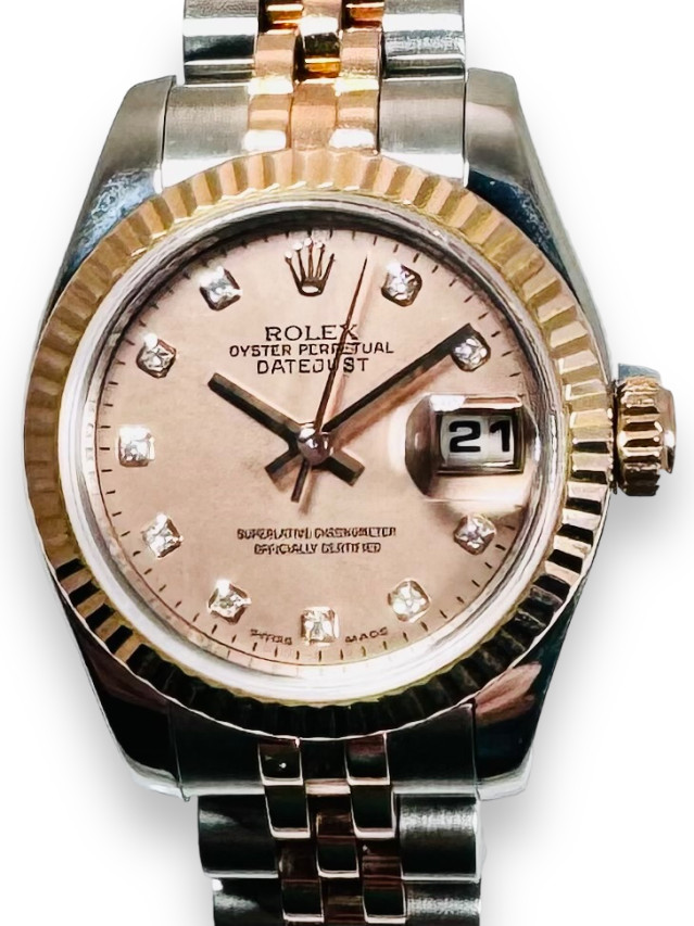 Rolex 179171 Rose Gold & Steel on Jubilee, Diamond Bezel White with Gold Roman