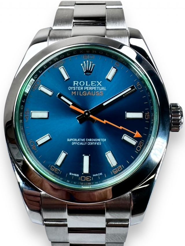 Rolex 116400 Steel on Oyster, Smooth Bezel Blue with Luminous Index