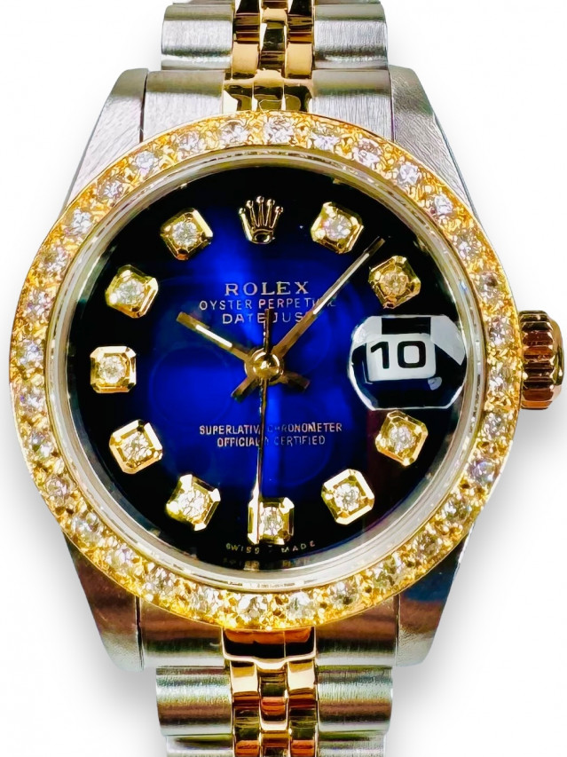 Rolex 69173 Yellow Gold & Steel on Jubilee, Fluted Bezel Blue Diamond Dial